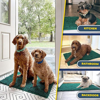 Muddy Mat® | Super Water Absorbent Door Mat Indoor, Microfiber Quick Dry Chenille Entryway Rug,Slip Resistant Front Door Mat,Indoor Mats for Entryway,Machine Washable Pet Rug, Slate Blue 24" x 120"