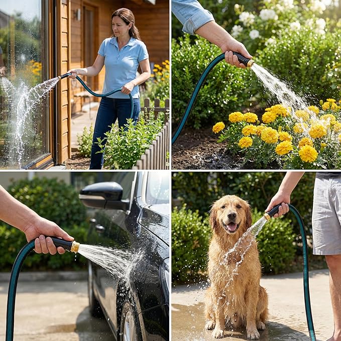 75FT Lightweight Garden Hose – Kink-Resistant, Flexible, High-Pressure Hose for Outdoor Watering, Lawn Care, Garden, and Car Cleaning
