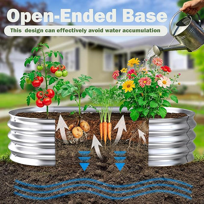 Galvanized Raised Garden Bed Outdoor, 5x2.5x1ft Metal Heavy Duty Planter Boxes for Gardening, Easy Assemble Small Oval Plant Container Kit for Vegetables, Flowers, Fruits, Silver, 1 Pack