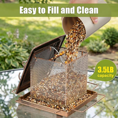 Bird Feeder, Heavy Duty Metal Bird Feeders for Outdoor Hanging, Waterproof Wild Birdfeeder for Garden Yard Outside Backyard, 3.5LB Large Capacity