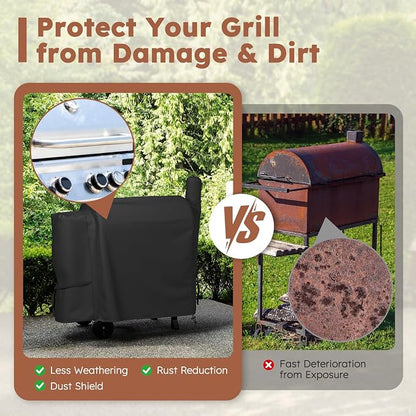 MR. COVER Grill Cover for Pit Boss 820 /Pro 850, Z Grill 700, Wood Pellet Smoker Cover for Pitboss, Waterproof & Heavy Duty BBQ Grill Cover for Pit Boss 820 Deluxe, Pro 850 and Z Grill 700, Black