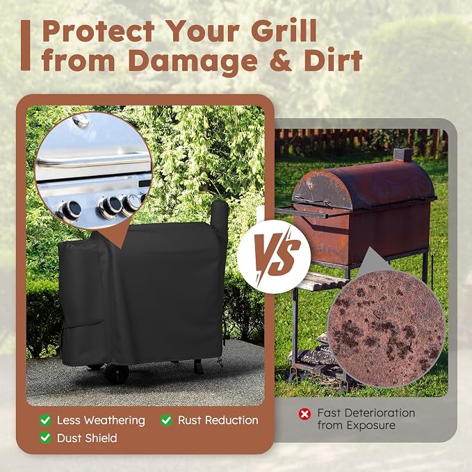 MR. COVER Grill Cover for Pit Boss 820 /Pro 850, Z Grill 700, 600D Wood Pellet Smoker Cover for Pitboss, Waterproof & Heavy Duty BBQ Grill Cover for Pit Boss 820 Deluxe, Pro 850 and Z Grill 700, Black