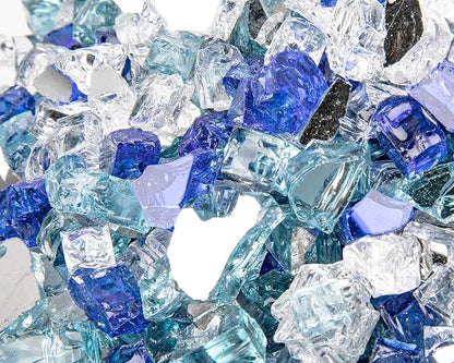 GASPRO 10 lbs Fire Glass for Propane Fire Pit, 1/2-Inch Reflective Fireplace Glass Rocks for Fire Pit Table, Blend of Cobalt Blue, Caribbean Blue and Platinum