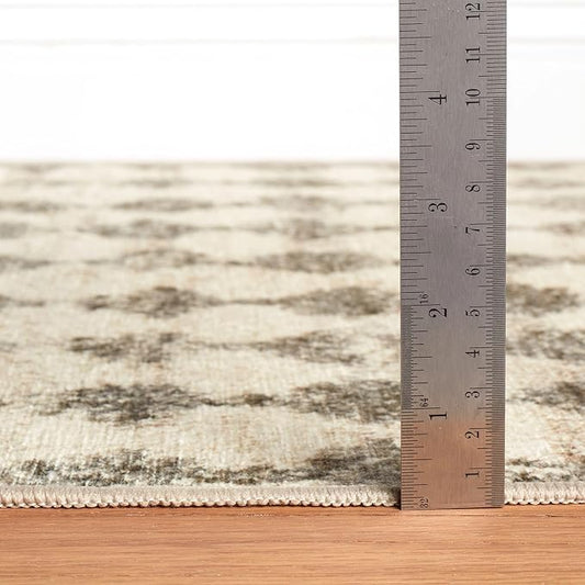 Dash & Albert Izzy Grey Machine Washable Rug, 3 X 5 Feet, Grey Graphic Pattern