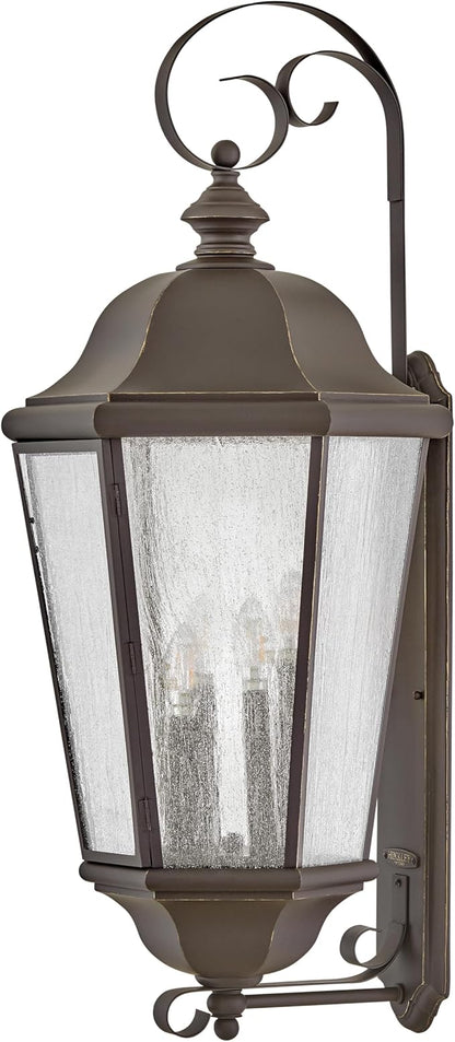 Hinkley Edgewater Outdoor Extra Large Wall Mount Lantern - Clear Seedy Glass, Aluminum - Oil Rubbed Bronze Finish