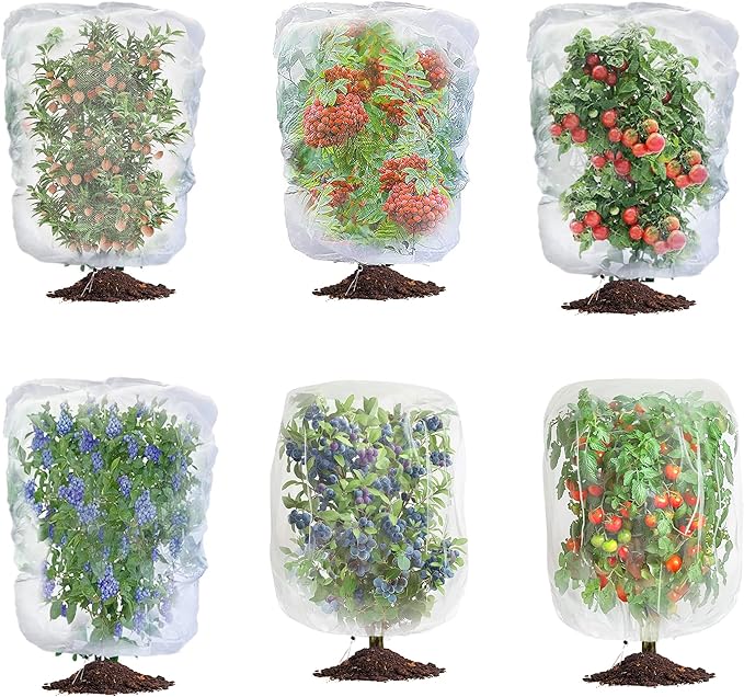 afzdby Garden Mesh Netting with Drawstring,Plants Cover Protection from Anti Birds,Bugs,Cicadas,and Insects-Pest Barrier Bag for Blueberry Bushes,Citrus,Tomatoes,Vegetables,Fruit Tree and Orange