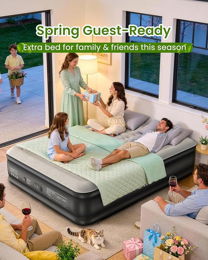 OhGeni Cal King Air Mattress with Built in Pump, 18" Tall Inflatable Blow Up Bed, Luxury Comfort for People(190CM Height), Keep Feet from Dangling, Colchon inflables, Ideal Alternative to a Bed