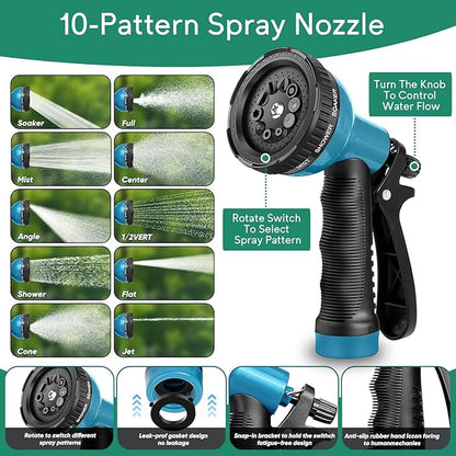 Expandable Garden Hose 100ft with 10 Function Nozzle, 2026 No Kink Water Hose 100 ft, Leak-proof Sturdy Brass Fittings, Durable 3750D Fabric, Lightweight, Flexible for Outdoor Watering, Car Washing