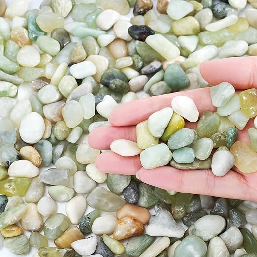 SIDONG 20 LB Jade Pebbles, 2/5 Inch Natural Decorative Polished Jade Stones, Jade River Rocks for Succulents, Cactus, Vases, Indoor Plants, Garden Landscaping, Bamboo