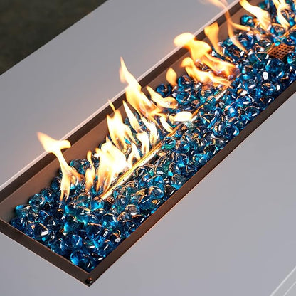 Mr. Fireglass 10 Pounds Diamond Fire Glass, 1 inch High Luster Reflective Fire Pit Glass Rocks for Propane & Natural Gas Fire Pits Fireplace & Lanscape, Caribbean Blue