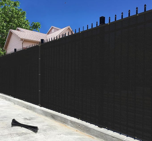 4'x48' Privacy Fence Screen Net Fencing 90% Privacy Blockage Windscreen Fence Cover with Copper Grommet for Patio Backyard Garden Swimming Pool, Zip Ties Included, Black
