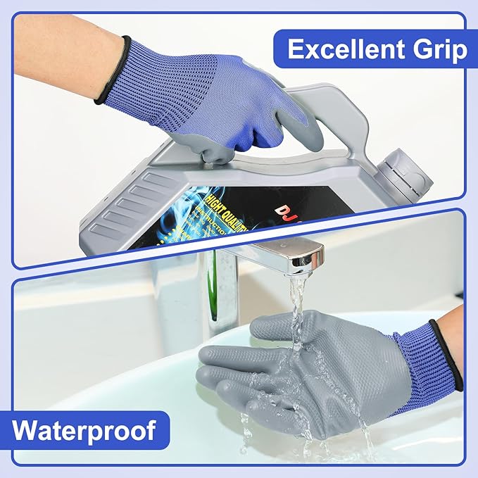 Jexine 50 Pairs Gardening Work Gloves Bulk for Men Women Breathable Rubber Coated Garden Dipped Gripping Outdoor Working Gloves for Construction