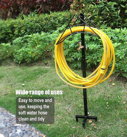 Artigarden Outdoor Hose Holder Stand with Brass Spigot Faucet - Freestanding Metal Water Pipe Extension Hanger Stake Heavy Duty Storage Organizer for Garden Lawn, Backyard