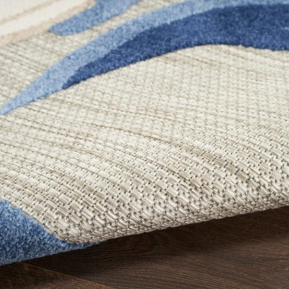 Nourison Home Aloha 108x144 Contemporary Fabric Rug in Blue/Gray Finish