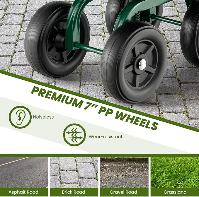 Giantex Garden Cart, Rolling Workseat with 4 Wheels, Garden Stool 360° Swivel Work Seat & Adjustable Height, Heavy Duty Wagon Scooter for Gardening for Patio Garden, Lawn, Yard (Green)