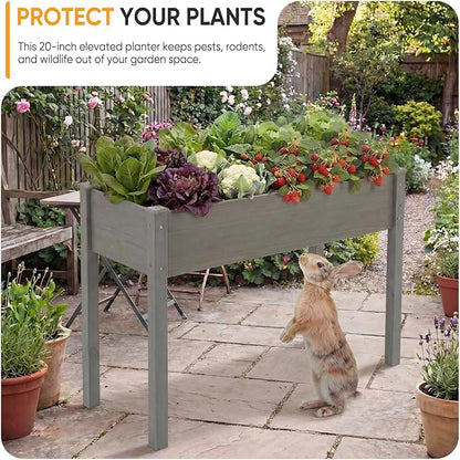 NEWBULIG Raised Garden Bed with Legs 48x24x30in,Elevated Wood Planter Box Stand for Outdoors Garden Balcony Courtyard, Natural Wood 400 Pound Capacity for Planting Herbs Flowers Vegetables, Grey