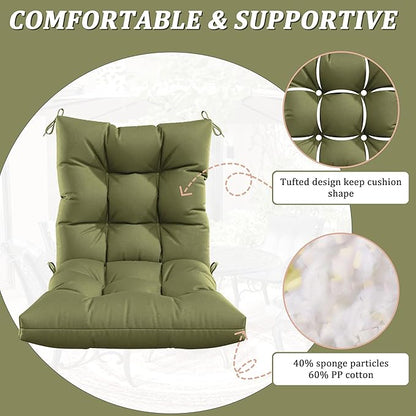 Patio Seat&Back Chair Cushions for Outdoor Furniture，Comfortable Cushions for Rocking/Dining/Lawn Chair-Set of 2