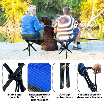 Travel Folding Camping Stool, Use Height 14.6" and Maximum Weight 210 lbs Outdoor Portable Tripod Seat Fishing Chair Seat for Camping Fishing Hiking Gardening and Beach Garden Painting (Blue)