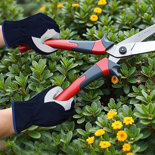 Gardening Gloves, Garden Gloves for Women and Men, Thorn Proof Working Gloves, Durable Leather Work Garden Gloves for Yard & Outdoor Work, Blue, M