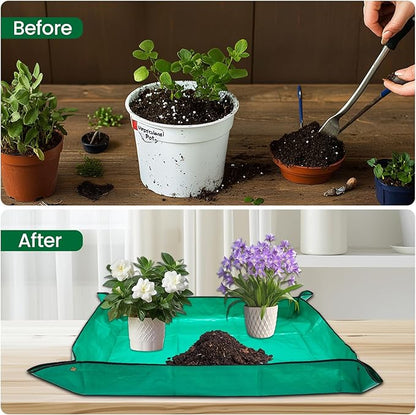 GROWNEER Bonsai Pots 3 Packs 11 Inch Bonsai Tree Training Pot with Humidity Drainage Trays & Repotting Mat Rectangle Planter Plants Starter Kit Growing for Garden Yard Office Indoor Outdoor