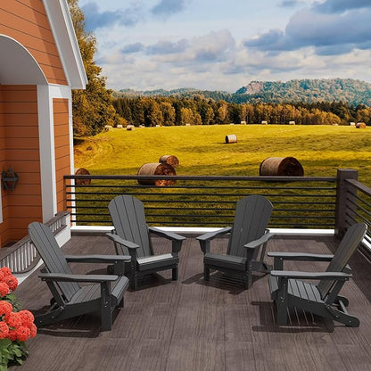 Westin Outdoors Laguna WO Home Furniture Adirondack Chair 4 PC Set Classic Outdoor Patio Folding Chair for Bon Fire Pit Lawn Backyard Beach Plastic Weather-Resistant (Gray)