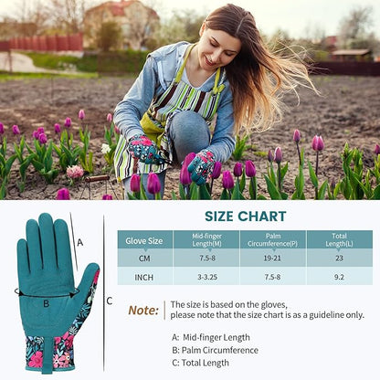Pleneal Gardening Gloves for Women - Leather Garden Gloves Thorn Proof, Outdoor Protective Working Gloves
