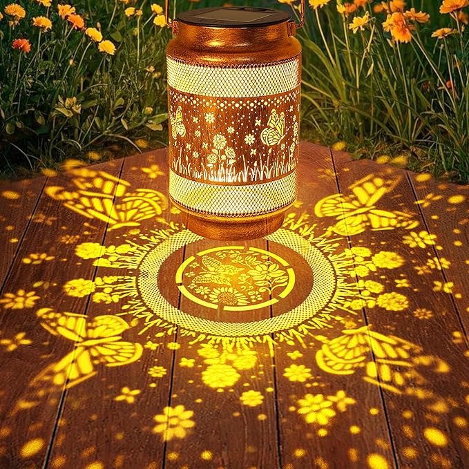 Butterfly Solar Lanterns Outdoor Waterproof with Shepherd Hook, Gifts for Mothers Day Birthday Women Mom Grandma, Metal Solar Hanging Lights Garden Decor for Outside Yard Patio Pathway Backyard Porch