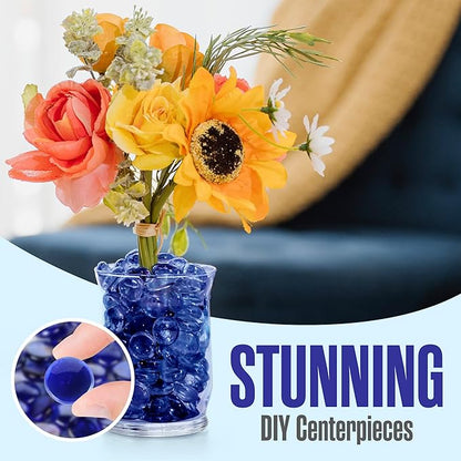 Houseables Glass Beads for Vases, Marbles for Vases, Glass Marbles, Filler, Blue Beads, Flat, Blue Gems, Crafts, Pebbles, Stones, Decorative Rocks, Plants, Florist, Floral, Fishbowl, 5 LBS, 400-500 PC