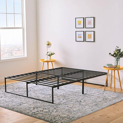 Linenspa Folding Metal Platform Bed Frame - Easy Assembly - Sturdy Steel - No Box Spring Needed - Underbed Storage - Mattress Foundation - 14" High - Traditional Design - Queen Size