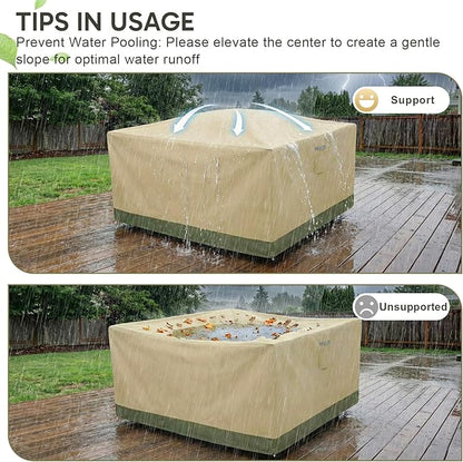 COWVIE Square Outdoor Furniture Cover for Sectional Sofa Set, 600D Waterproof Patio Set Cover for Lawn General Purpose Table and Chairs, 66''L x 66''W x 32''H