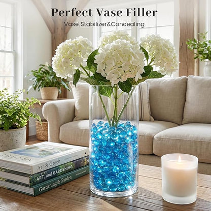 FUTUREPLUSX 5Lb Light Blue Flat Glass Marbles, Glass Beads Flat Gems Aquarium Pebbles Vase Filler Table Scatter Decor