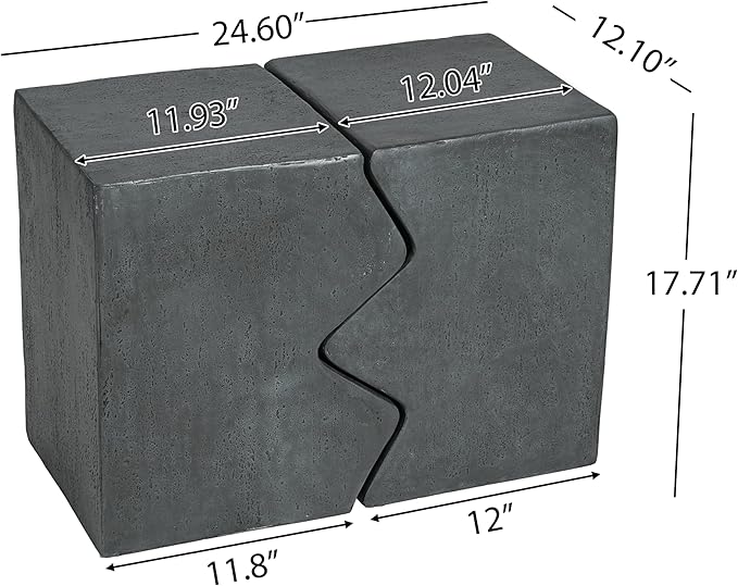 Christopher Knight Home Loire MGO Outdoor Side Table Set of 2, Concrete Indoor/Outdoor Nesting Coffee Table, Multi-Purpose Patio End Table, No Assembly, Stone Gray