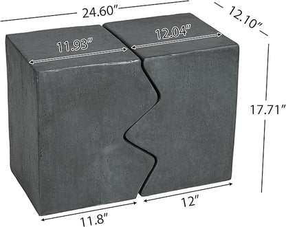 Christopher Knight Home Loire MGO Outdoor Side Table Set of 2, Concrete Indoor/Outdoor Nesting Coffee Table, Multi-Purpose Patio End Table, No Assembly, Stone Gray