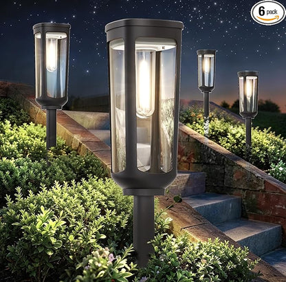 Solar Pathway Lights Outdoor Waterproof IP65, 6 Pack Cool White Solar Walkway Lights, Auto On/Off Outdoor Light for Lawn Garden Patio Driveway Decor Landscape Lighting
