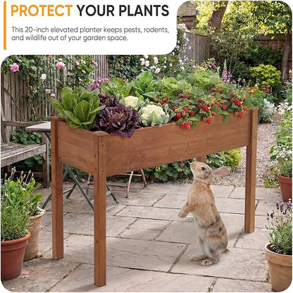 NEWBULIG Raised Garden Bed with Legs 48x24x30in,Elevated Wood Planter Box Stand for Outdoors Garden Balcony Courtyard, Natural Wood 400 Pound Capacity for Planting Herbs Flowers Vegetables, Brown