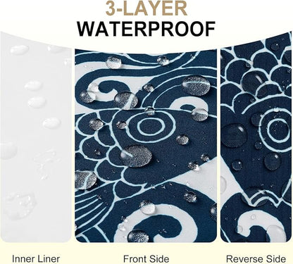 downluxe Outdoor Chair Cushions Set of 4, Waterproof 19" x 19" x 3" Patio Chair Cushion with Non-Slip Ties & Handle, Square Outdoor Cushion for Patio Furniture with Removable Cover, Blue Carp