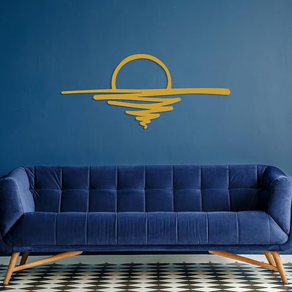 Sunrise Metal Wall Art, Sunset Metal Wall Decor for Living Room, Sunshine Line Art Home Decor Outdoor Indoor, Sun Design Modern Artwork for Walls, Abstract Sunset Wall Decor, Housewarming Gifts