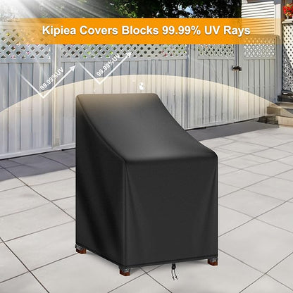 Kipiea Patio Chair Covers Waterproof Winter - Heavy Duty Lawn Outdoor Furniture Chair Covers with Anti UV and No Tears, No Fading (28" W x 36" D x 47" H)