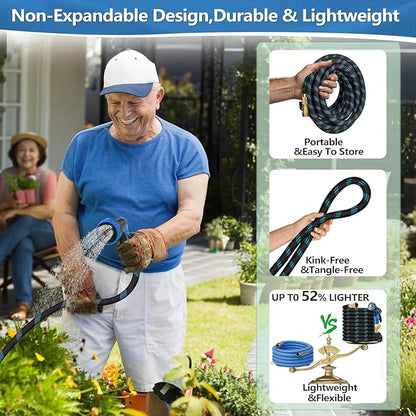 75 FT Non-Expandable Garden Hose, 2026 New Upgraded Flexible Water Hose, Ultra Lightweight Non-Expanding hoses with 10 Function Sprayer, Leak proof, Pressure Resistant for Yard, Outdoor
