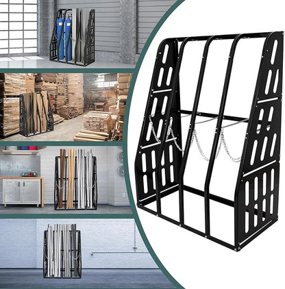 Vertical Bar Rack 1500 LB Capacity, 4 Bays Storage Rack 47" W x 24" D x 60" H, Long Parts Metal Rack, Lumber Conduit Pipe Storage Rack for Garage Storage, Black