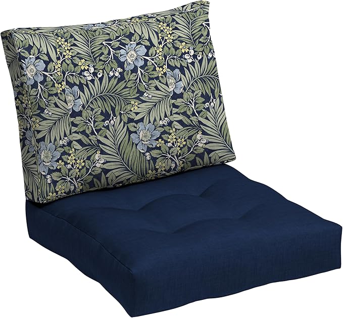 ARDEN Outdoor Plush Modern Tufted Blowfill Deep Seat Set, 24 in x 24 in, Weather-Proof, Rain-Proof, Fade Resistant Patio Cushion, Ultra Cozy Sapphire Morrison Floral