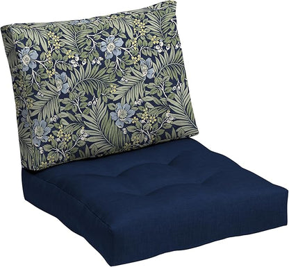 ARDEN Outdoor Plush Modern Tufted Blowfill Deep Seat Set, 24 in x 24 in, Weather-Proof, Rain-Proof, Fade Resistant Patio Cushion, Ultra Cozy Sapphire Morrison Floral