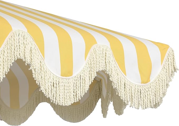 JONATHAN Y UMB1001 Collins 9 ft. Classic Cottage Tassel Market Patio Umbrella with Auto-Tilt, Crank, Wind Vent and UV Protection