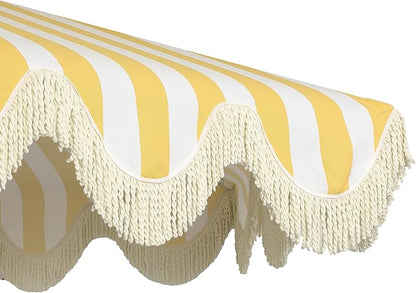 JONATHAN Y UMB1001 Collins 9 ft. Classic Cottage Tassel Market Patio Umbrella with Auto-Tilt, Crank, Wind Vent and UV Protection