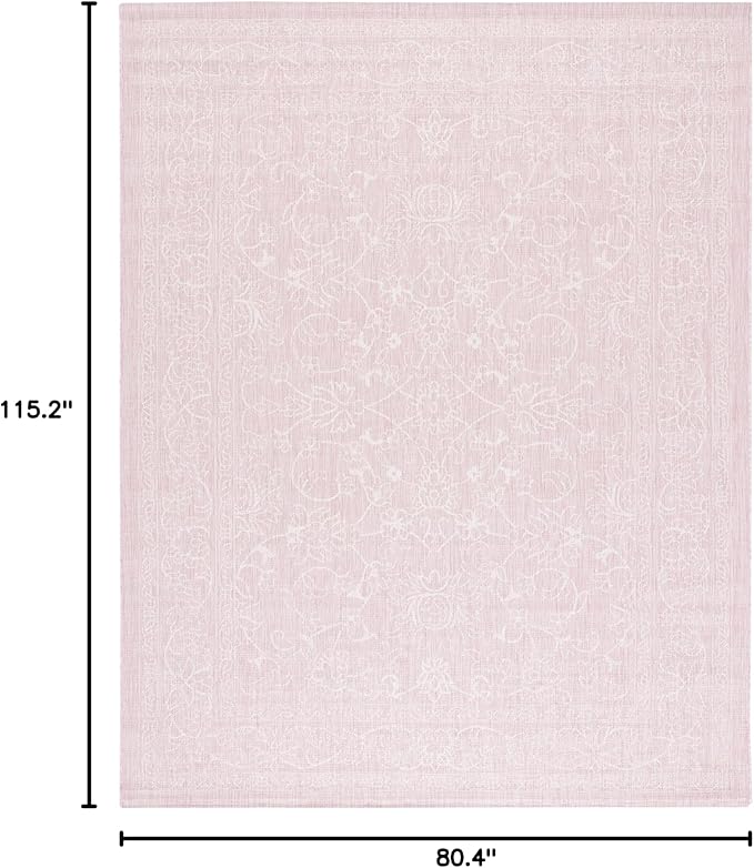 SAFAVIEH Courtyard Collection 6'7" x 9'6" Soft Pink/Ivory CY8680 Indoor/ Outside Waterproof Easy cleansingPatio Backyard Mudroom Area Mat