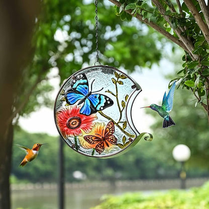TERESA'S COLLECTIONS Solar Lantern for Outdoor,45 Ounces Metal Glass Bird Feeder with Solar Outdoor Lights,Waterproof Hanging Hummingbird Wild Birdfeeder for Garden Yard Lawn Decor, Decor