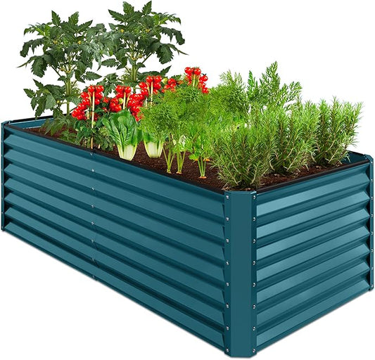 Best Choice Products 6x3x2ft Outdoor Metal Raised Garden Bed, Deep Root Box Planter for Vegetables, Flowers, Herbs, and Succulents w/ 269 Gallon Capacity - Peacock Blue