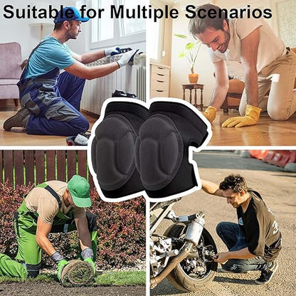 4 Pieces Work Knee Pads for Men Women, Waterproof Kneeling Cushion with Thick EVA Foam Pad for Gardeners Carpeters Floors Installation, Comfortable Adult Kneepads for Working on Floors, Black XL