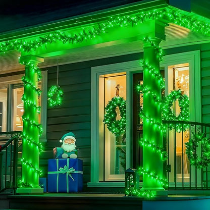YEGUO 4 Pack Green Solar Fairy Lights, Each 33ft 100 LED Christmas Lights Outdoor Waterproof, 8 Modes Sliver Wire Solar String Lights