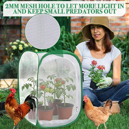 Gardon Mesh Plant Enclosure, Pop-Up Mesh Plant Cover from Pests, Birds, Animals, Plant Netting Cage for Tomato, Fruit, Vegetables, Flowers with Zipper Door 24 x 24 x 36 Inch